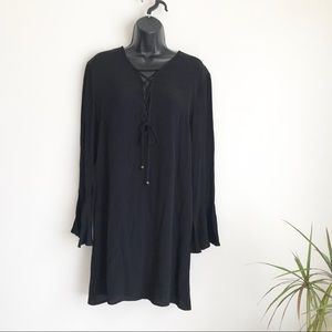 NWT Fraiche by J Boho Bell Sleeves Black Dress S